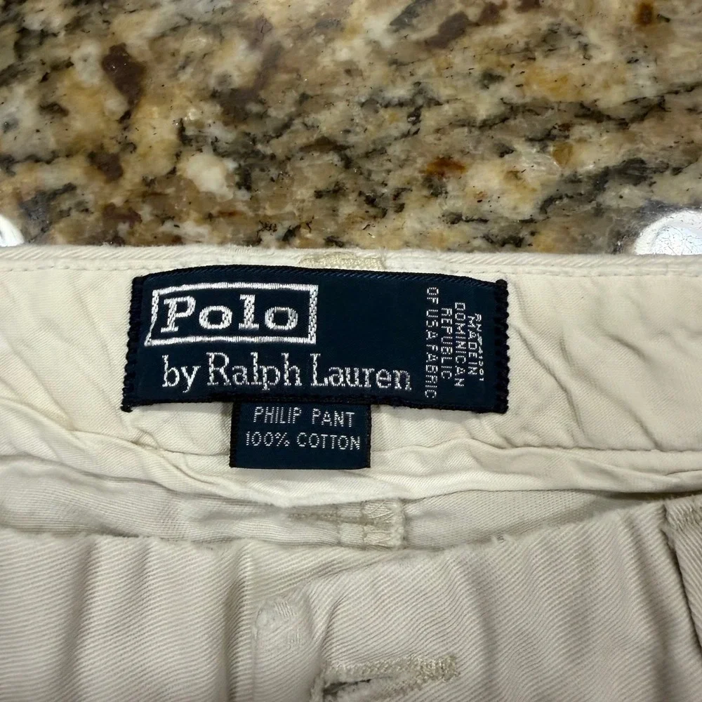 Polo Ralph Lauren Philip Pant Mens 36x34 Beige Cotton Chino Straight Leg Stone